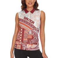 Samoa Mamanu Siapo Crimson Women Sleeveless Polo Shirt Tatau Malie