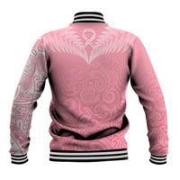 Personalised New Zealand Baseball Jacket Pink Ribbon Tattoo Mix Silver Fern LT7 - Polynesian Pride