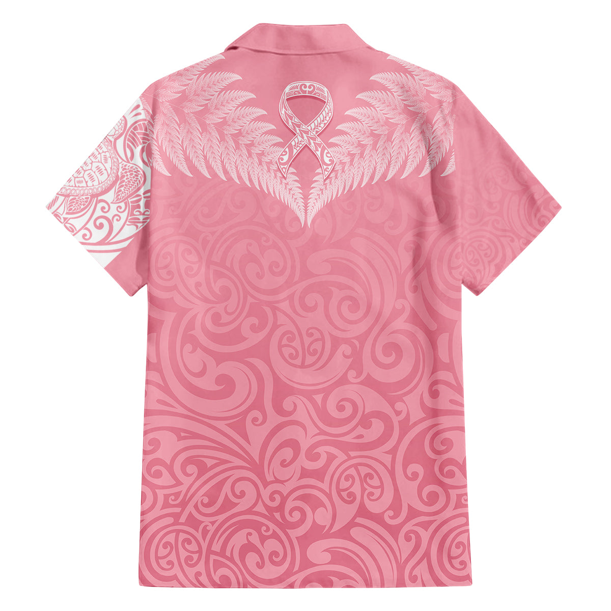 Personalised New Zealand Family Matching Off Shoulder Maxi Dress and Hawaiian Shirt Pink Ribbon Tattoo Mix Silver Fern LT7 - Polynesian Pride