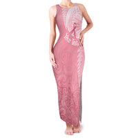Personalised New Zealand Family Matching Tank Maxi Dress and Hawaiian Shirt Pink Ribbon Tattoo Mix Silver Fern LT7 Mom's Dress Pink - Polynesian Pride