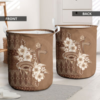 Tonga Ngatu Kupesi Brown Tapa Laundry Basket Koe Otua Mo Tonga Ko Hoku Tofia LT7 - Polynesian Pride