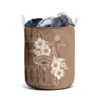 Tonga Ngatu Kupesi Brown Tapa Laundry Basket Koe Otua Mo Tonga Ko Hoku Tofia LT7 - Polynesian Pride