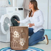 Tonga Ngatu Kupesi Brown Tapa Laundry Basket Koe Otua Mo Tonga Ko Hoku Tofia LT7 - Polynesian Pride