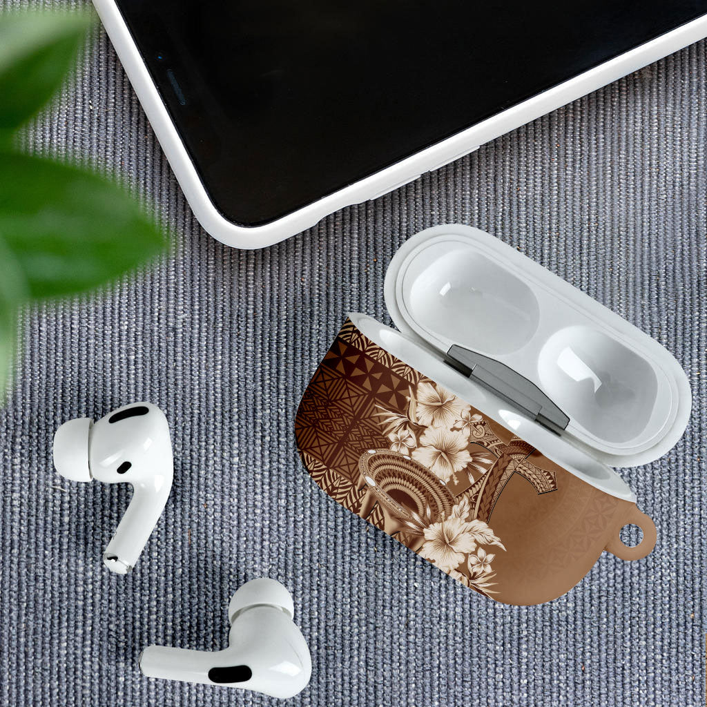 Tonga Ngatu Kupesi Brown Tapa AirPods Case Koe Otua Mo Tonga Ko Hoku Tofia LT7 - Polynesian Pride
