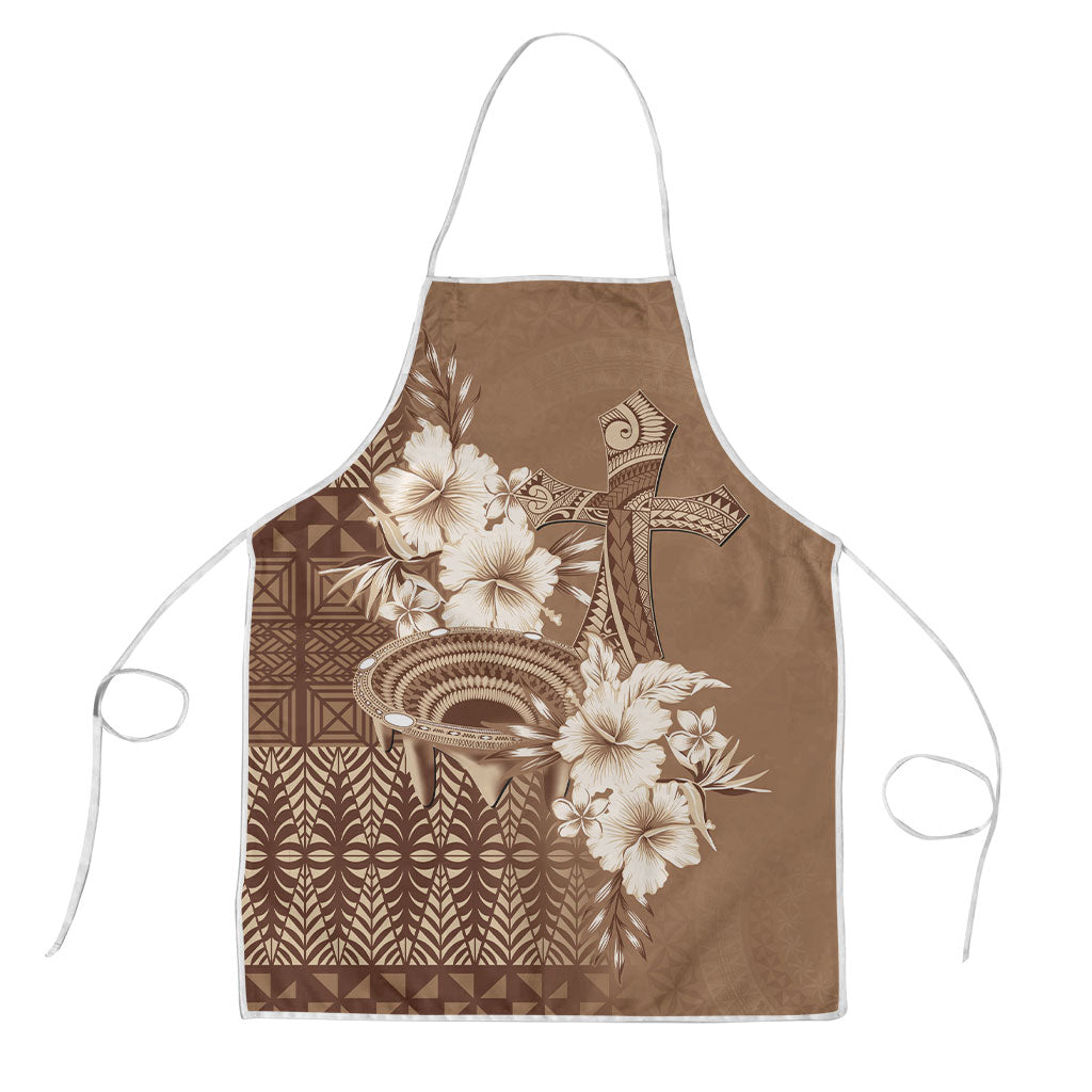 Tonga Ngatu Kupesi Brown Tapa Apron Koe Otua Mo Tonga Ko Hoku Tofia LT7 Mocha - Polynesian Pride