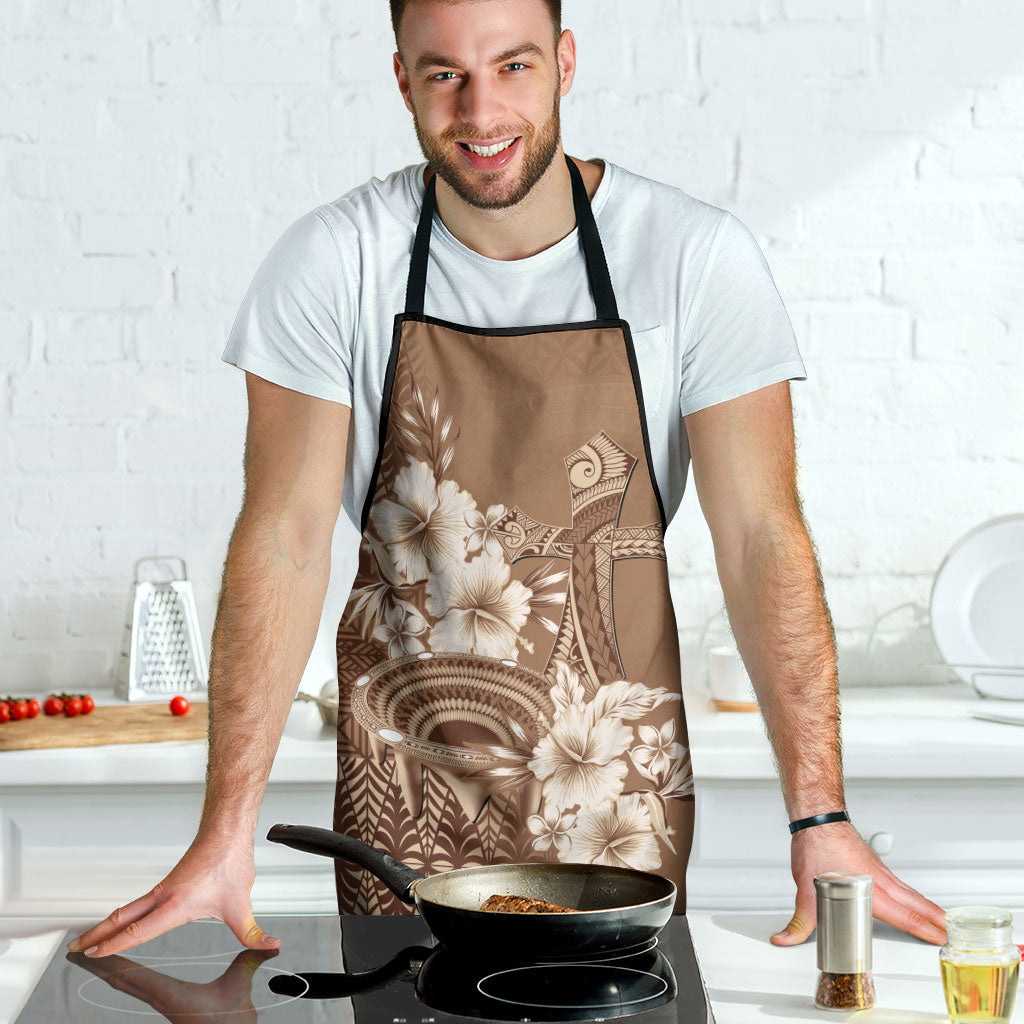 Tonga Ngatu Kupesi Brown Tapa Apron Koe Otua Mo Tonga Ko Hoku Tofia LT7 - Polynesian Pride