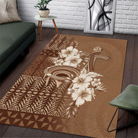 Tonga Ngatu Kupesi Brown Tapa Area Rug Koe Otua Mo Tonga Ko Hoku Tofia LT7 Mocha - Polynesian Pride