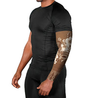 Tonga Ngatu Kupesi Brown Tapa Arm Sleeves Koe Otua Mo Tonga Ko Hoku Tofia LT7 - Polynesian Pride