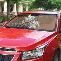 Tonga Ngatu Kupesi Brown Tapa Auto Sun Shade Koe Otua Mo Tonga Ko Hoku Tofia LT7 - Polynesian Pride