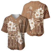 Tonga Ngatu Kupesi Brown Tapa Baseball Jersey Koe Otua Mo Tonga Ko Hoku Tofia LT7 - Polynesian Pride