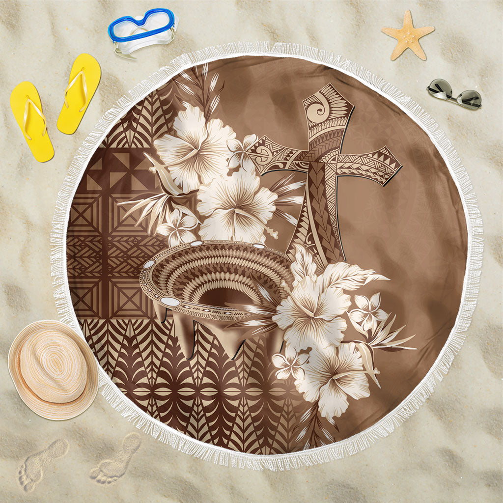 Tonga Ngatu Kupesi Brown Tapa Beach Blanket Koe Otua Mo Tonga Ko Hoku Tofia LT7 One Size 150cm Mocha - Polynesian Pride