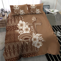 Tonga Ngatu Kupesi Brown Tapa Bedding Set Koe Otua Mo Tonga Ko Hoku Tofia LT7 - Polynesian Pride