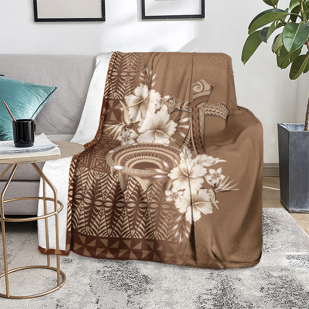 Tonga Ngatu Kupesi Brown Tapa Blanket Koe Otua Mo Tonga Ko Hoku Tofia LT7 - Polynesian Pride