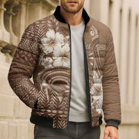 Tonga Ngatu Kupesi Brown Tapa Bomber Puffer Jacket Koe Otua Mo Tonga Ko Hoku Tofia LT7 - Polynesian Pride