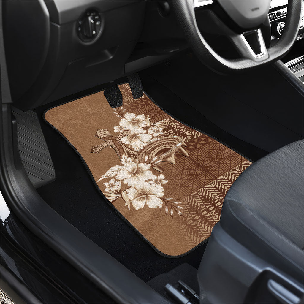 Tonga Ngatu Kupesi Brown Tapa Car Mats Koe Otua Mo Tonga Ko Hoku Tofia LT7 - Polynesian Pride