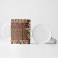 Tonga Ngatu Kupesi Brown Tapa Ceramic Mug Koe Otua Mo Tonga Ko Hoku Tofia LT7 - Polynesian Pride