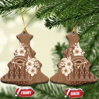 Tonga Ngatu Kupesi Brown Tapa Ceramic Ornament Koe Otua Mo Tonga Ko Hoku Tofia LT7 Christmas Tree Mocha - Polynesian Pride
