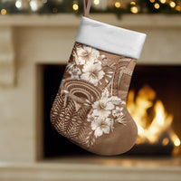 Tonga Ngatu Kupesi Brown Tapa Christmas Stocking Koe Otua Mo Tonga Ko Hoku Tofia LT7 Set of 2 Mocha - Polynesian Pride