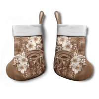 Tonga Ngatu Kupesi Brown Tapa Christmas Stocking Koe Otua Mo Tonga Ko Hoku Tofia LT7 - Polynesian Pride