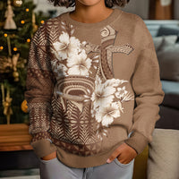 Tonga Ngatu Kupesi Brown Tapa Kid Ugly Christmas Sweater Koe Otua Mo Tonga Ko Hoku Tofia LT7 - Polynesian Pride