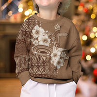 Tonga Ngatu Kupesi Brown Tapa Kid Ugly Christmas Sweater Koe Otua Mo Tonga Ko Hoku Tofia LT7 - Polynesian Pride