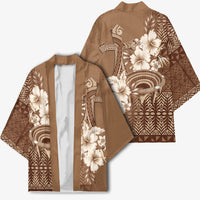 Tonga Ngatu Kupesi Brown Tapa Kimono Koe Otua Mo Tonga Ko Hoku Tofia LT7 - Polynesian Pride