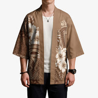 Tonga Ngatu Kupesi Brown Tapa Kimono Koe Otua Mo Tonga Ko Hoku Tofia LT7 - Polynesian Pride