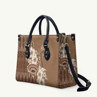 Tonga Ngatu Kupesi Brown Tapa Leather Bag Koe Otua Mo Tonga Ko Hoku Tofia LT7 Mocha - Polynesian Pride