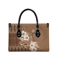 Tonga Ngatu Kupesi Brown Tapa Leather Bag Koe Otua Mo Tonga Ko Hoku Tofia LT7 - Polynesian Pride