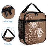 Tonga Ngatu Kupesi Brown Tapa Lunch Bag Koe Otua Mo Tonga Ko Hoku Tofia LT7 - Polynesian Pride