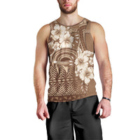 Tonga Ngatu Kupesi Brown Tapa Men Tank Top Koe Otua Mo Tonga Ko Hoku Tofia LT7 - Polynesian Pride
