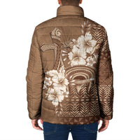 Tonga Ngatu Kupesi Brown Tapa Padded Jacket Koe Otua Mo Tonga Ko Hoku Tofia LT7 - Polynesian Pride