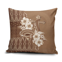 Tonga Ngatu Kupesi Brown Tapa Pillow Cover Koe Otua Mo Tonga Ko Hoku Tofia LT7 Mocha - Polynesian Pride