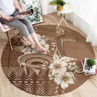 Tonga Ngatu Kupesi Brown Tapa Round Carpet Koe Otua Mo Tonga Ko Hoku Tofia LT7 - Polynesian Pride