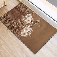 Tonga Ngatu Kupesi Brown Tapa Rubber Doormat Koe Otua Mo Tonga Ko Hoku Tofia LT7 - Polynesian Pride