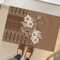 Tonga Ngatu Kupesi Brown Tapa Rubber Doormat Koe Otua Mo Tonga Ko Hoku Tofia LT7 - Polynesian Pride