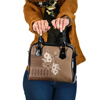 Tonga Ngatu Kupesi Brown Tapa Shoulder Handbag Koe Otua Mo Tonga Ko Hoku Tofia LT7 One Size Mocha - Polynesian Pride
