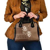 Tonga Ngatu Kupesi Brown Tapa Shoulder Handbag Koe Otua Mo Tonga Ko Hoku Tofia LT7 - Polynesian Pride