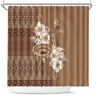 Tonga Ngatu Kupesi Brown Tapa Shower Curtain Koe Otua Mo Tonga Ko Hoku Tofia LT7 Mocha - Polynesian Pride
