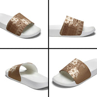 Tonga Ngatu Kupesi Brown Tapa Slide Sandals Koe Otua Mo Tonga Ko Hoku Tofia LT7 - Polynesian Pride