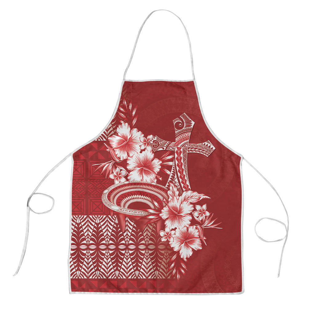 Tonga Ngatu Kupesi Royal Red Apron Koe Otua Mo Tonga Ko Hoku Tofia