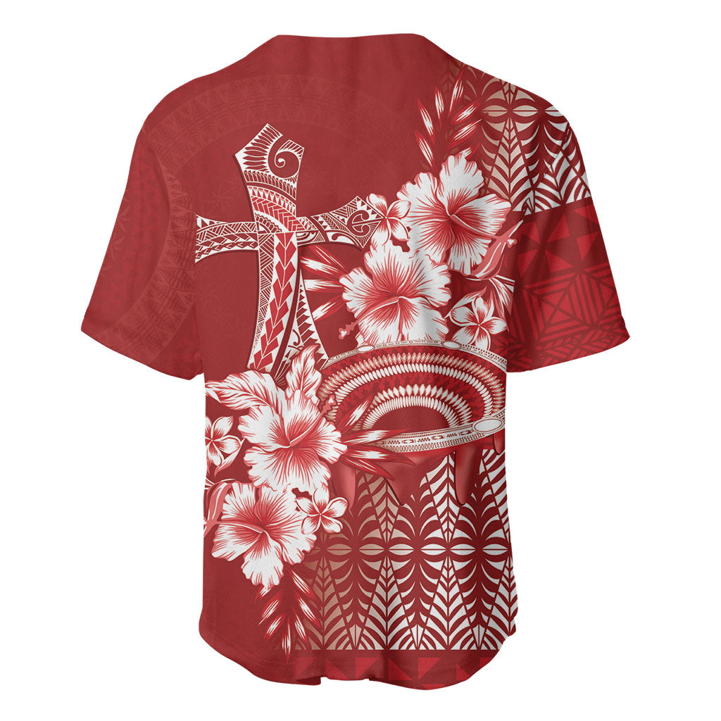 Tonga Ngatu Kupesi Royal Red Baseball Jersey Koe Otua Mo Tonga Ko Hoku Tofia LT7 - Polynesian Pride