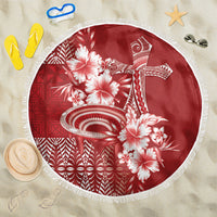 Tonga Ngatu Kupesi Royal Red Beach Blanket Koe Otua Mo Tonga Ko Hoku Tofia LT7 One Size 150cm Red - Polynesian Pride