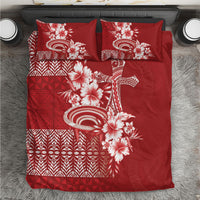 Tonga Ngatu Kupesi Royal Red Bedding Set Koe Otua Mo Tonga Ko Hoku Tofia LT7 Red - Polynesian Pride