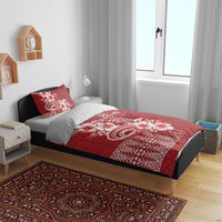 Tonga Ngatu Kupesi Royal Red Bedding Set Koe Otua Mo Tonga Ko Hoku Tofia LT7 - Polynesian Pride