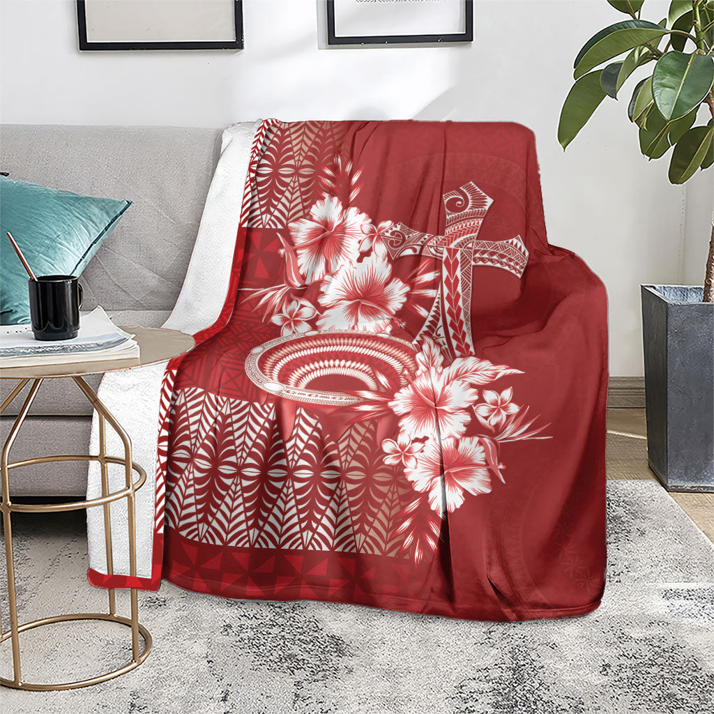 Tonga Ngatu Kupesi Royal Red Blanket Koe Otua Mo Tonga Ko Hoku Tofia LT7 - Polynesian Pride