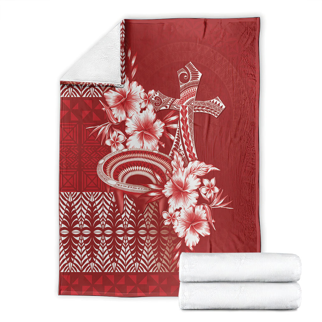 Tonga Ngatu Kupesi Royal Red Blanket Koe Otua Mo Tonga Ko Hoku Tofia LT7 - Polynesian Pride