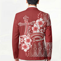 Tonga Ngatu Kupesi Royal Red Blazer Koe Otua Mo Tonga Ko Hoku Tofia LT7 - Polynesian Pride