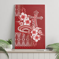 Tonga Ngatu Kupesi Royal Red Canvas Wall Art Koe Otua Mo Tonga Ko Hoku Tofia LT7 - Polynesian Pride
