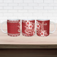 Tonga Ngatu Kupesi Royal Red Ceramic Mug Koe Otua Mo Tonga Ko Hoku Tofia LT7 - Polynesian Pride